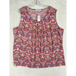 Jones Studio Separates Women’s 2X Colorful Pleated Career Sleeveless Tank Top